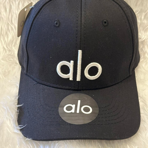 ALO Yoga Black Cap with White 'alo' Logo